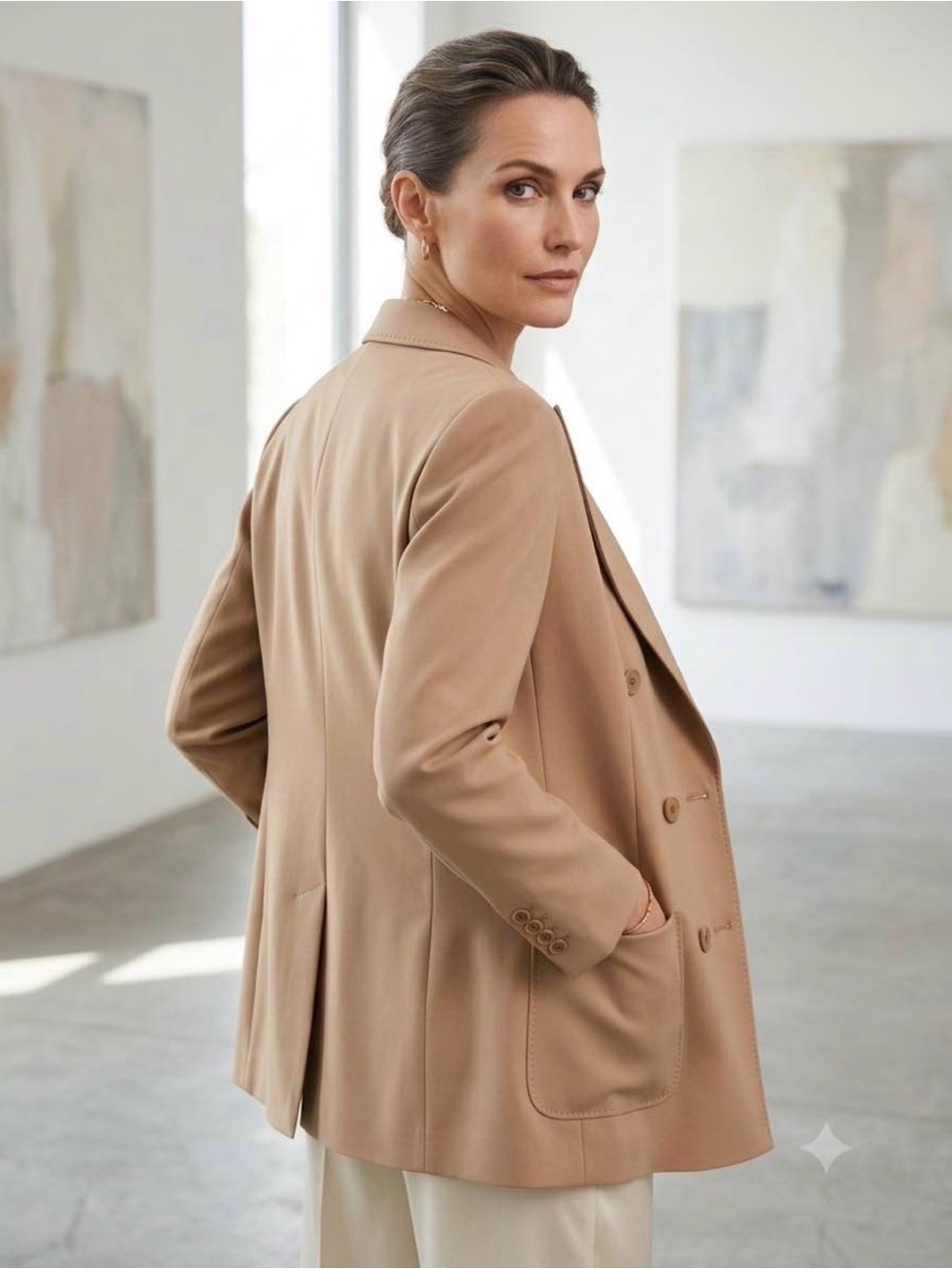 Weekend Max Mara 24/25 Nervoso Double-Breasted Virgin Wool Blazer, Camel/Sand